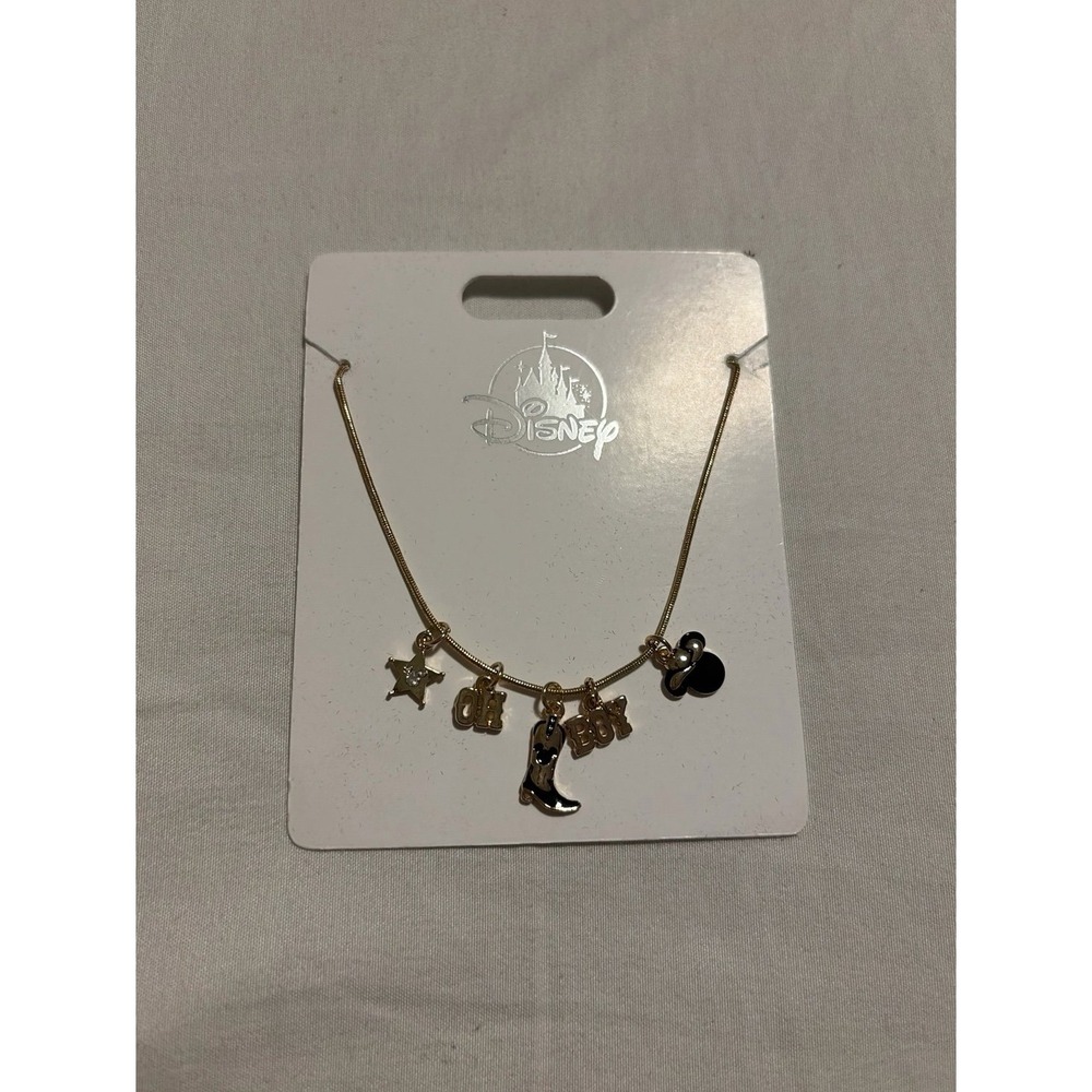 NWT Disney Parks Cowboy Mickey Oh Boy Gold Western Necklace